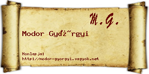 Modor Györgyi névjegykártya
